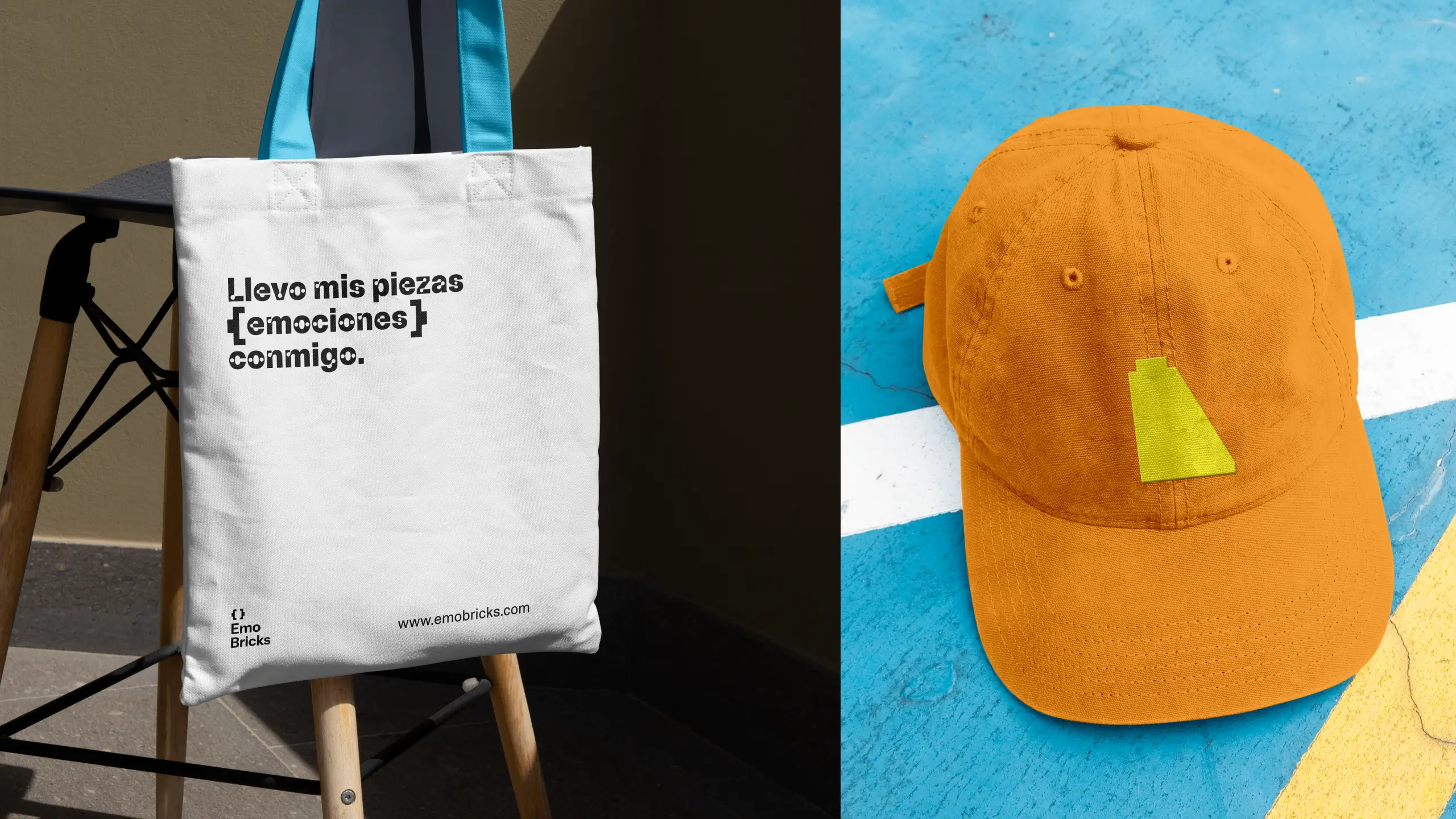 Merchandising de gorra y tote bag de Emo [ ] Bricks